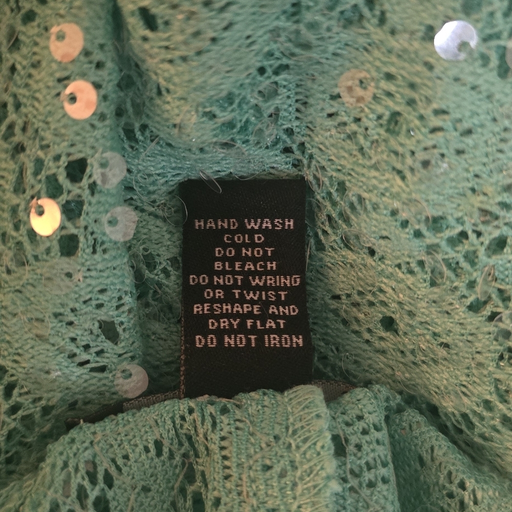 Deb Aqua Lace Sequin Blouse Plus Size Flutter Sleeve Party Dressy Top 3X - Picture 4 of 4